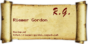 Riemer Gordon névjegykártya